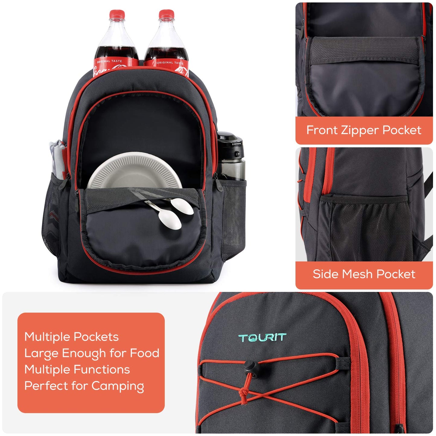 TOURIT Insulated Backpack Cooler 28 Cans Leakproof Lightweight Cooler Backpack for Men Women to Work, Picnics, Hiking, Beach, Park or Day Trips