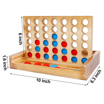 Glintoper Tic Tac Toe & 4 in a Row Table Games Set - Rustic Decor Wood Strategy Board Games for Families