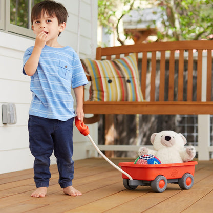 Green Toys Wagon, Orange CB - Pretend Play, Motor Skills, Kids Outdoor Toy Vehicle. No BPA, phthalates, PVC. Dishwasher Safe, Recycled Plastic.