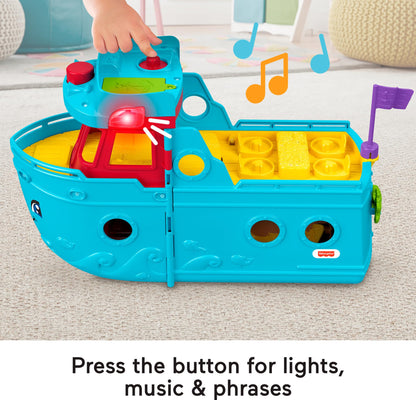 Fisher-Price Little People Toddler Toy Travel Together Friend Ship Musical Playset with 2 Figures for Pretend Play Kids Ages 1+ Years