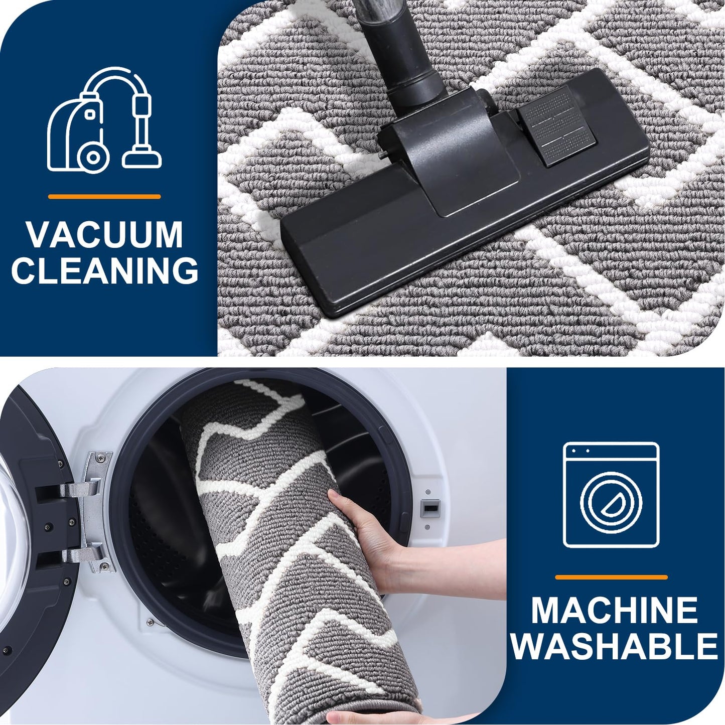 OLANLY Front Door Mat, Non-Slip Rubber Backing, Dirt Resistant and Absorbent, Washable, Easy to Clean Low-Profile Indoor Doormat for Back Door, Entryway, Inside Entrance, 32x20, Grey