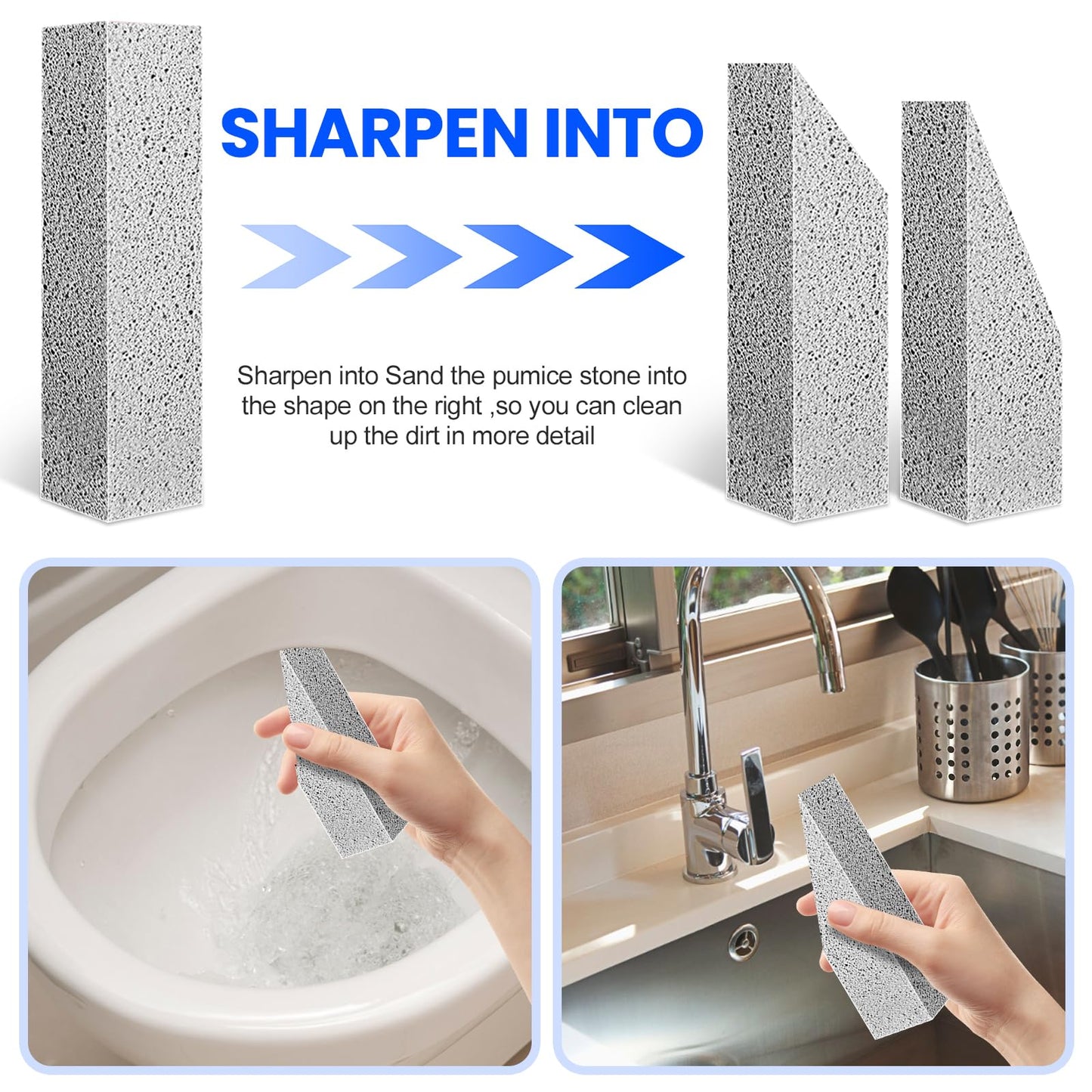 6 Pack Pumice Stone Toilet Bowl Cleaner, Pumice Stone for Cleaning, Powerfully Cleans Toilets, Bathtubs, Grills, Swimming Pools, Sinks