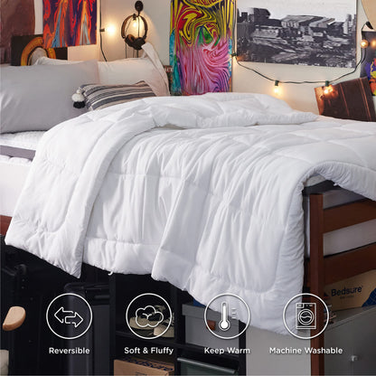 Bedsure Twin XL Comforter Duvet Insert Dorm Bedding - White Extra Long Twin Comforter, Quilted All Season Duvet with Corner Tabs