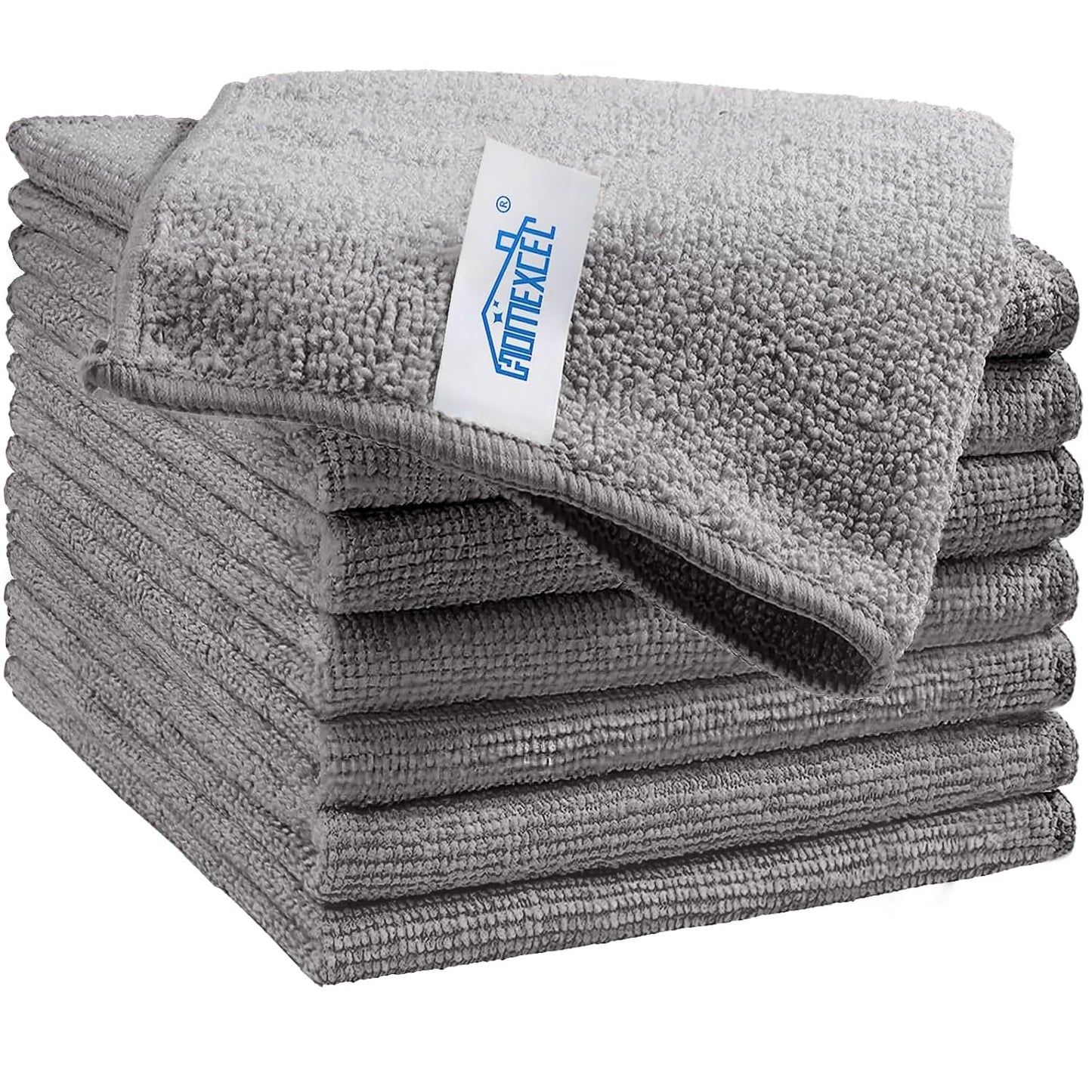 HOMEXCEL Grey Microfiber Cleaning Cloth, 8 Pack Cleaning Towels for Kitchen, Lint Free, Scratch-Free, Highly Absorbent, and Reusable Cleaning Rags for House, Window and Glass, Cars, 11.5 X11.5 inch