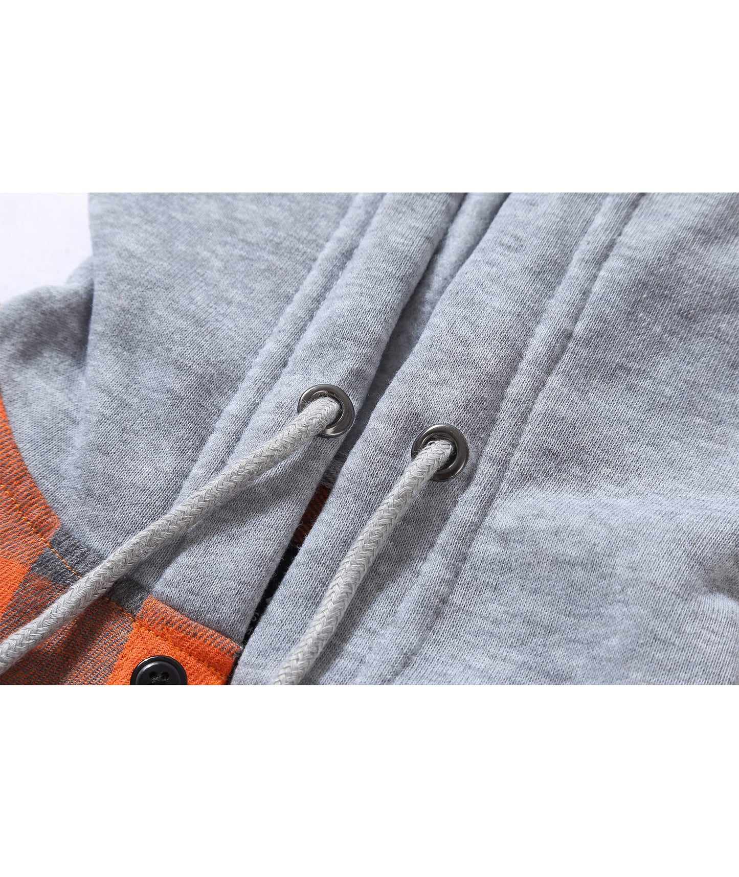 SCODI Mens Flannel Hoodie Shirt Casual Button Down Plaid Jacket Shirts Stylish Long Sleeve Shirts with Pocket Orange Large