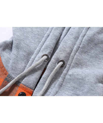 SCODI Mens Flannel Hoodie Shirt Casual Button Down Plaid Jacket Shirts Stylish Long Sleeve Shirts with Pocket Orange Large