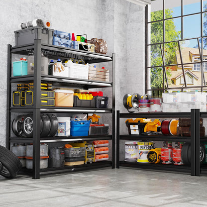 AOAORGG 71" H Garage Shelving 5-Tier Heavy Duty Storage Shelves, Tool-Free Adjustable Metal Shelf Unit, Utility Organizer Rack for Basement, Pantry, Kitchen, Warehouse, 15.7" Dx35.4 Wx71 H, Black