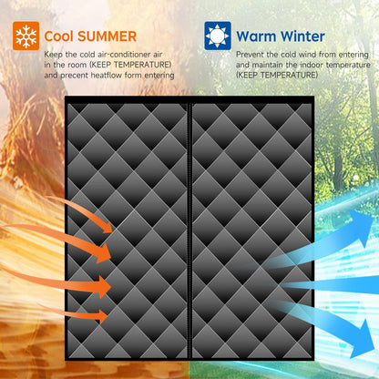 Magnetic Thermal Insulated Door Screen, Sunmoxia Upgraded Oxford Cloth with Thicken Polyester Fiberfill Door Curtain, Weatherproof Insulation Cover Blanket for Winter, Fits Door up to 72" x 80"