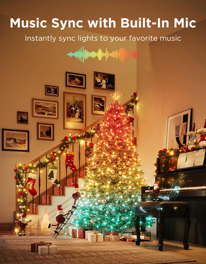 Govee Christmas Sparkle String Lights 99ft, RGBWIC String Lights with 375 Bullet-Head LEDs, App-Controlled, 140+ Scene Modes, Shape Mapping, Music Sync, Works with Alexa, Indoor Holiday Decorations