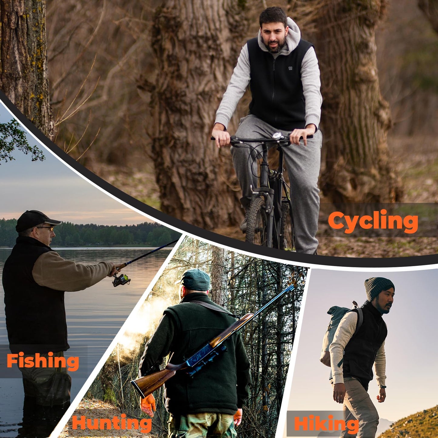 SOLJIKYE Heated Vest for Men and Women (Battery Pack Included), Fleece Heated Jackets for Men and Women Black, L