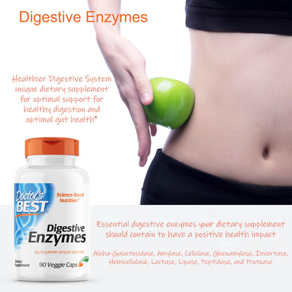 Doctors Best Digestive Enzymes, Supports Digestive Wellness, Non-GMO, Vegetarian 90 Veggie Caps