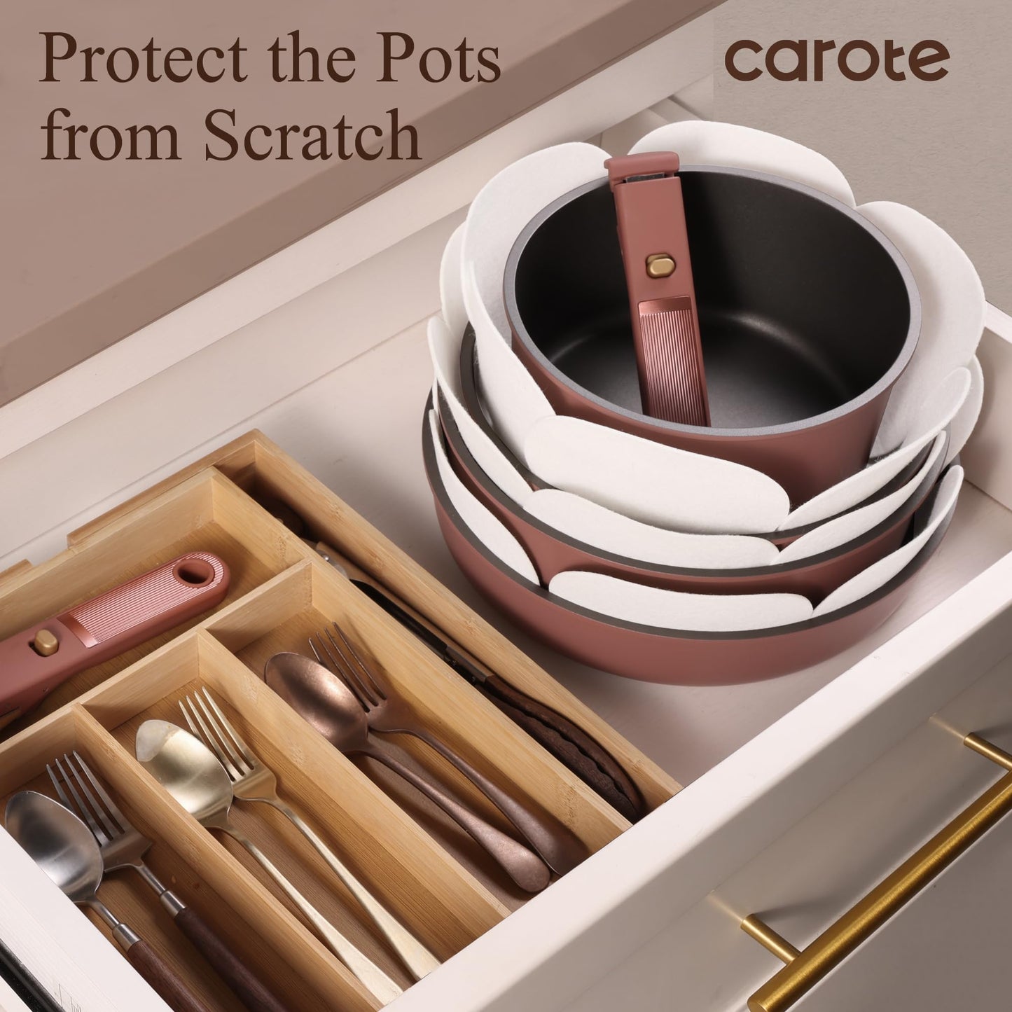 CAROTE 23Pcs Pots and Pans Set Non Stick with Detachable Handle Rouge Pink, Premium Nonstick Cookware Set, Dishwasher/Oven Safe Pots and Pans, Removable Handle RV Cookware