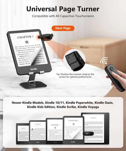 Fuloview Remote Control Page Turner for Kindle Paperwhite Kobo eReaders, Page Turner Clicker with Wireless Remote Compatible with iPad, Tablets, Cellphones