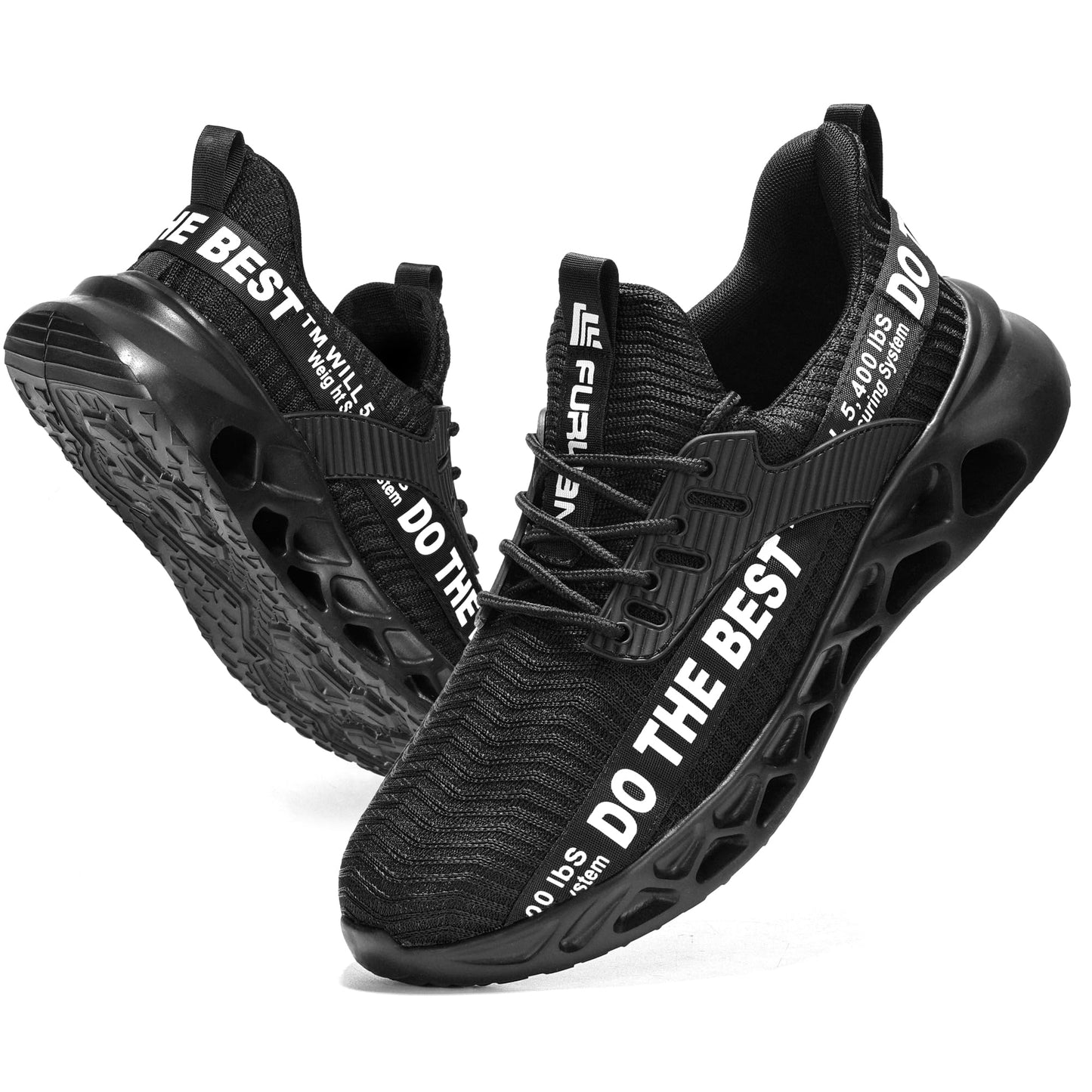 Furuian Steel Toe Sneakers for Men Women Lightweight Safety Shoes Comfortable Puncture Proof Slip On Indestructible Work Shoes Black