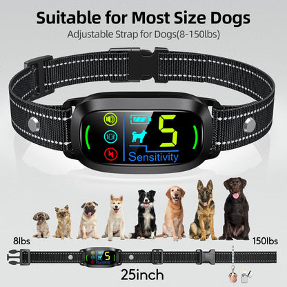 Dog Bark Collar, FAFAFROG Rechargeable Smart Collar, Anti Barking Training Collar with 5 Adjustable Sensitivity Beep Vibration Shock, Bark Collar for Large Medium Small Dogs (Black)