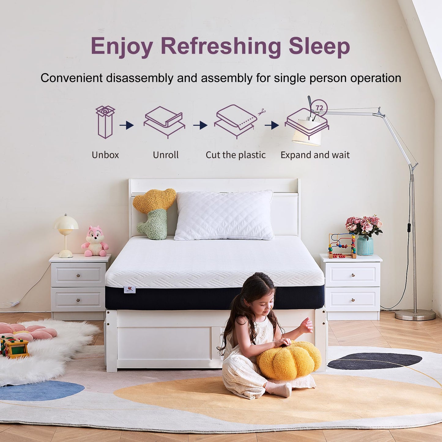KOPEECHO Twin Size Mattress, 6 Inch Gel Memory Foam Mattresses, Medium Firm for Cool Sleeping, Pressure Relief, Easily Replaceable,CertiPUR-US Certified Colchón in a Box