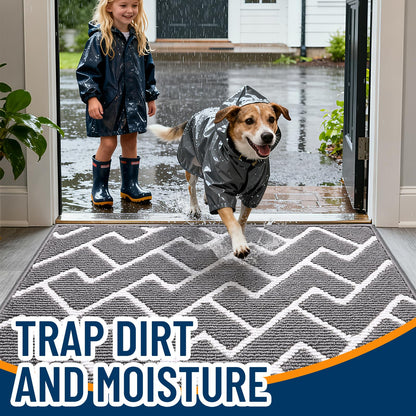 OLANLY Front Door Mat, Non-Slip Rubber Backing, Dirt Resistant and Absorbent, Washable, Easy to Clean Low-Profile Indoor Doormat for Back Door, Entryway, Inside Entrance, 32x20, Grey