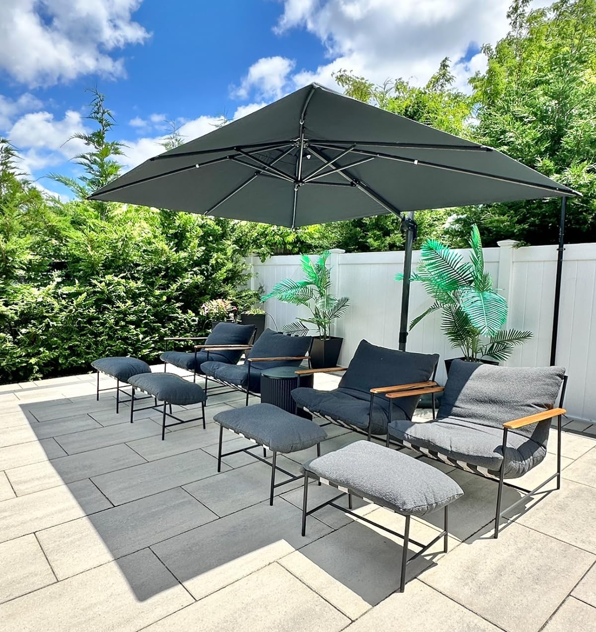 PURPLE LEAF 9' X 11.5' Patio Umbrella Outdoor Cantilever Rectangle Umbrella Aluminum Offset Umbrella with 360-degree Rotation for Garden Deck Pool Patio, Grey