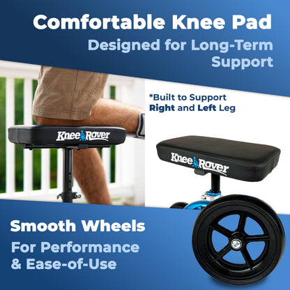 KneeRover Economy Knee Scooter Steerable Knee Walker for Adults for Foot Surgery, Broken Ankle, Foot Injuries - Foldable Knee Rover Scooter for Broken Foot Injured Leg Crutch with Dual Brakes (Blue)