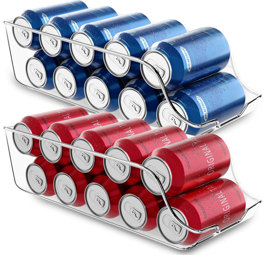 Utopia Kitchen - Soda Can Organizer For Pantry - Refrigerator or Fridge Organizer and Storage - Can Storage Organizer Pantry, & Freezer Kitchen Organization - (Clear, Pack of 2)