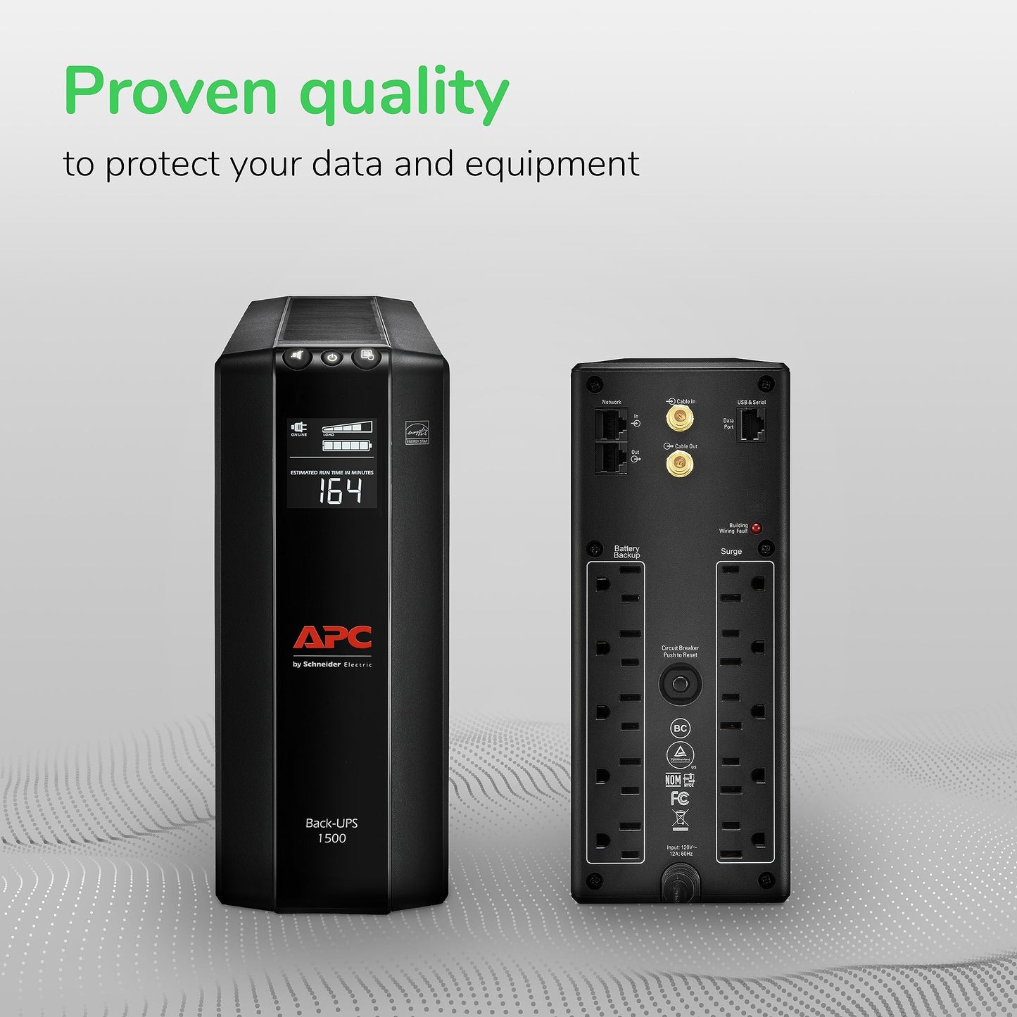 APC UPS 1500VA UPS Battery Backup and Surge Protector, BX1500M Backup Battery Power Supply, AVR, Dataline Protection