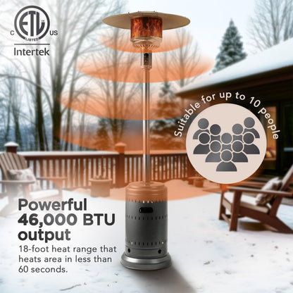 Amazon Basics 46,000 BTU Outdoor Propane Patio Heater with Wheels, Commercial & Residential, Slate Gray, with Water Tank, 32.1 x 32.1 x 91.3 inches (LxWxH)