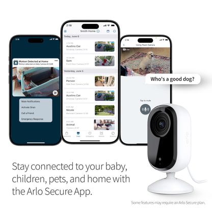 Arlo Essential Security Camera 2K | Indoor Only| 2nd Gen | Baby Monitor & Pet Camera | Wired Automated Privacy Shield, 2-Way Audio, Night Vision, Live Stream, Motion Alerts & Notifications White,2 Cam