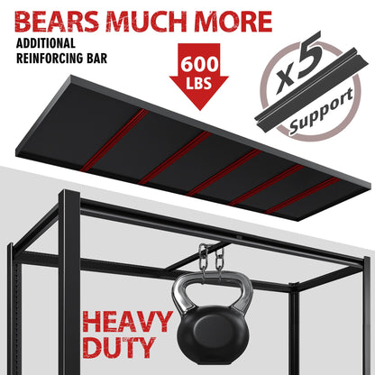 REIBII 78" H Garage Shelving, Storage Shelves Heavy Duty Load 3000LBS, Adjustable Heavy Duty Shelving, 5 Tier Metal Shelving Unit for Storage Rack, Basement, 55" W x 26" D x 78" H, Black