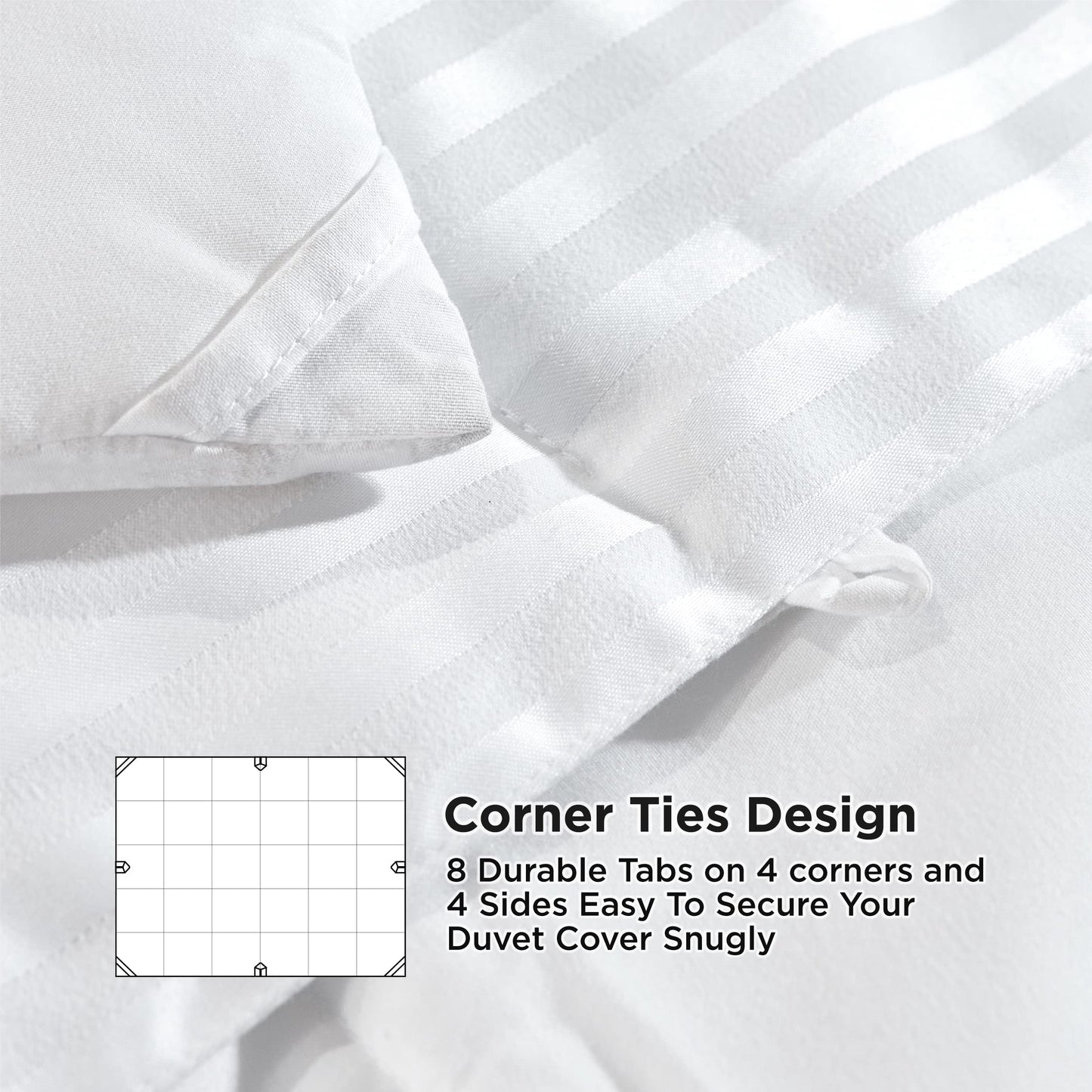 Bedsure Duvet Insert Queen Size - Lightweight Comforter, Quilted Cooling Duvet Insert, Down Alternative Summer Comforter with 8 Tabs, Ultra Soft, Striped, Machine Washable, Queen, 88x88 inches