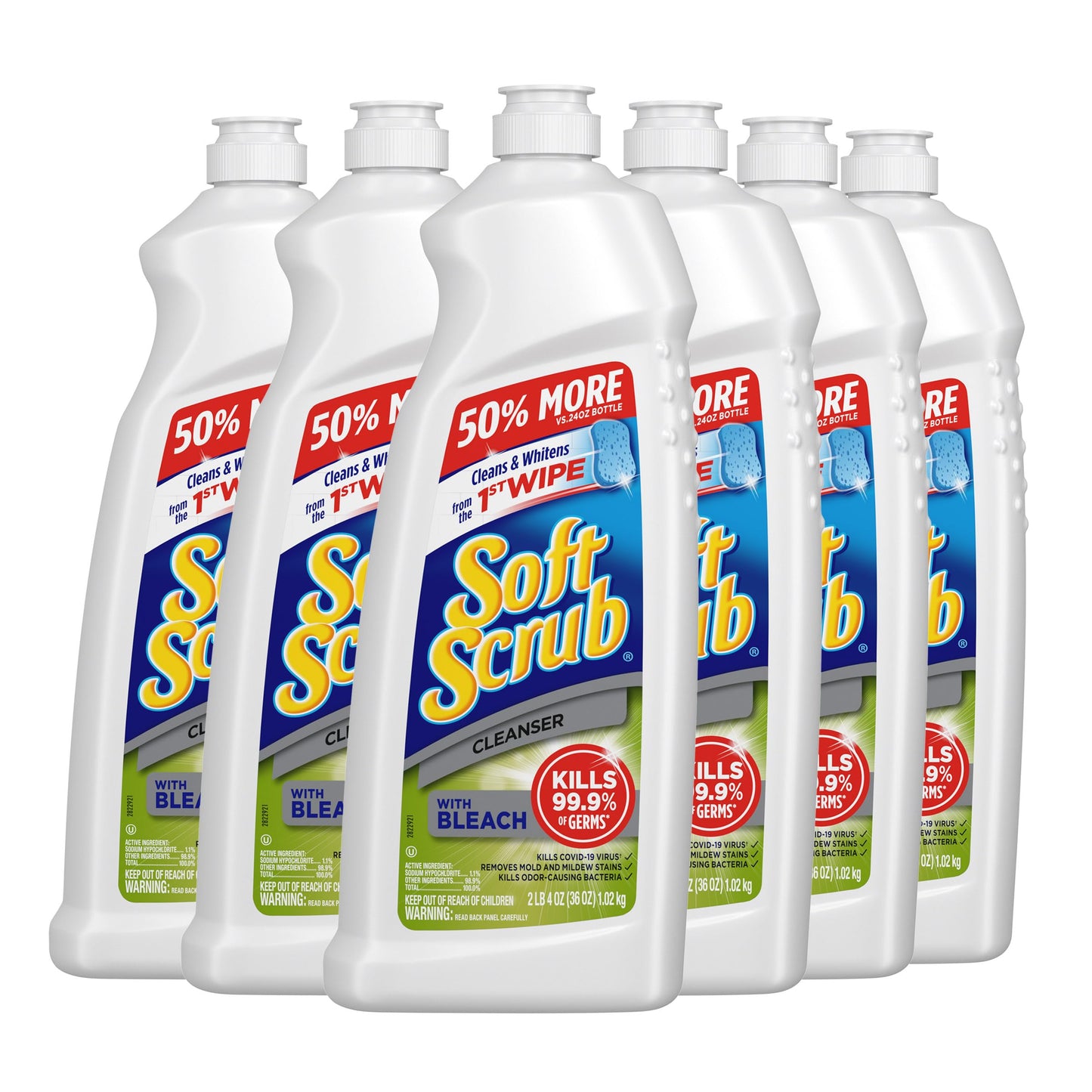 Soft Scrub Antibacterial Cleaner with Bleach Surface Cleanser, 36 Ounce (Pack of 6)