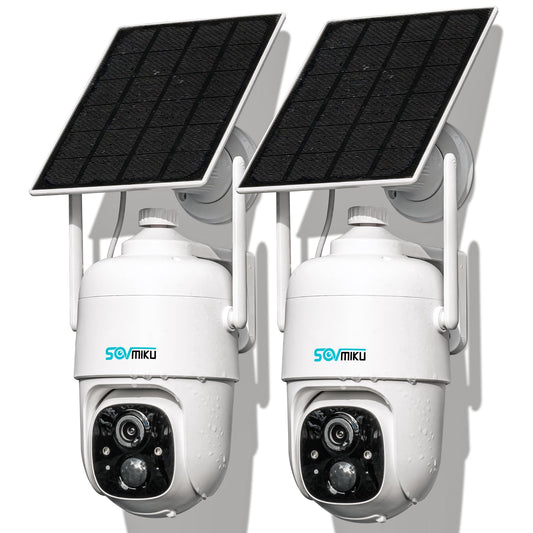 SOVMIKU 2CQ1 AI 2K Solar Security Camera Wireless Outdoor, Battery Powered,Two Way Audio,Motion Detection, 360° View,Easy to Setup,Color Night Vision,Audible Flashlight Siren,180 Days Exchange Policy