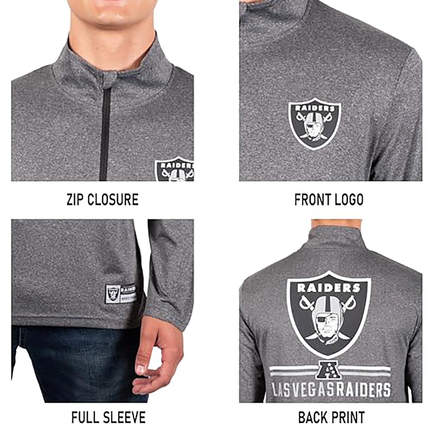 Ultra Game NFL Mens Active Quarter Zip Long Sleeve Shirt