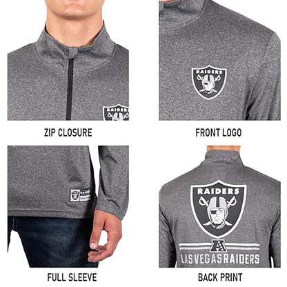 Ultra Game NFL Mens Active Quarter Zip Long Sleeve Shirt