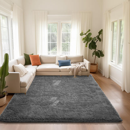 Ophanie 8x10 Area Rugs for Living Room, Large Shag Bedroom Carpet, Grey Big Indoor Thick Soft Nursery Rug, Gray Fluffy Carpets for Boy and Girls Room Dorm Home Decor Aesthetic