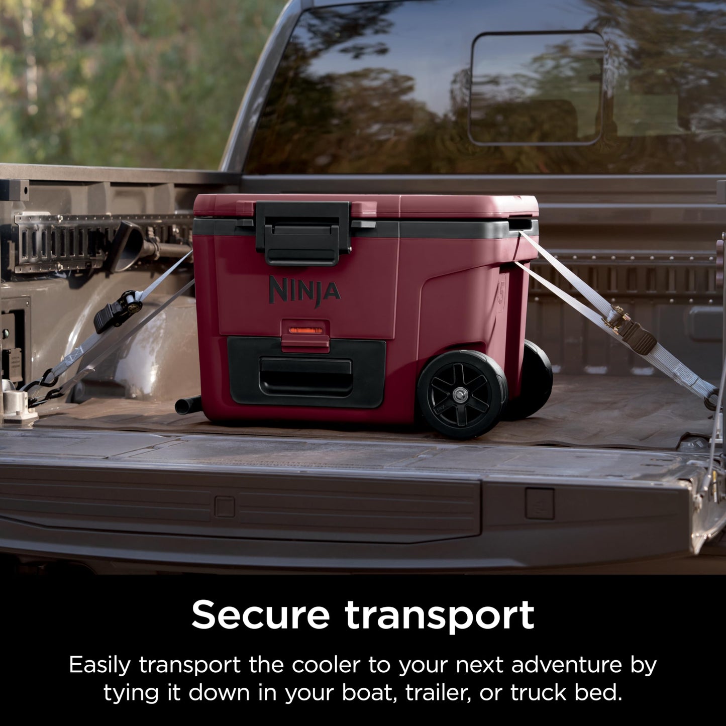 Ninja | Cooler | FrostVault 45QT Cooler with Wheels | Insulated with Temp Dry Storage Drawer | Keeps Ice Cold for Days | for The Beach, Camping, Picnics & More | Canyon Red | FB245MR