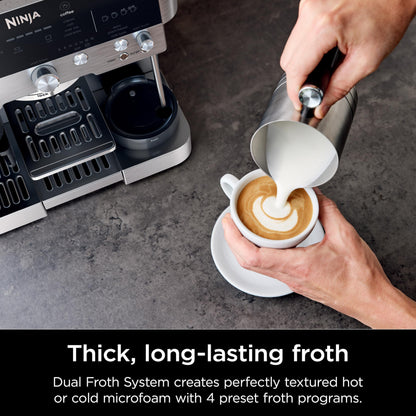 Ninja | Espresso Machine and Drip Coffee Maker| Luxe Café Premier Series | Integrated Coffee Grinder, Milk Frother, Assisted Tamper & Built-In Espresso Accessory Storage | Stainless Steel | ES601