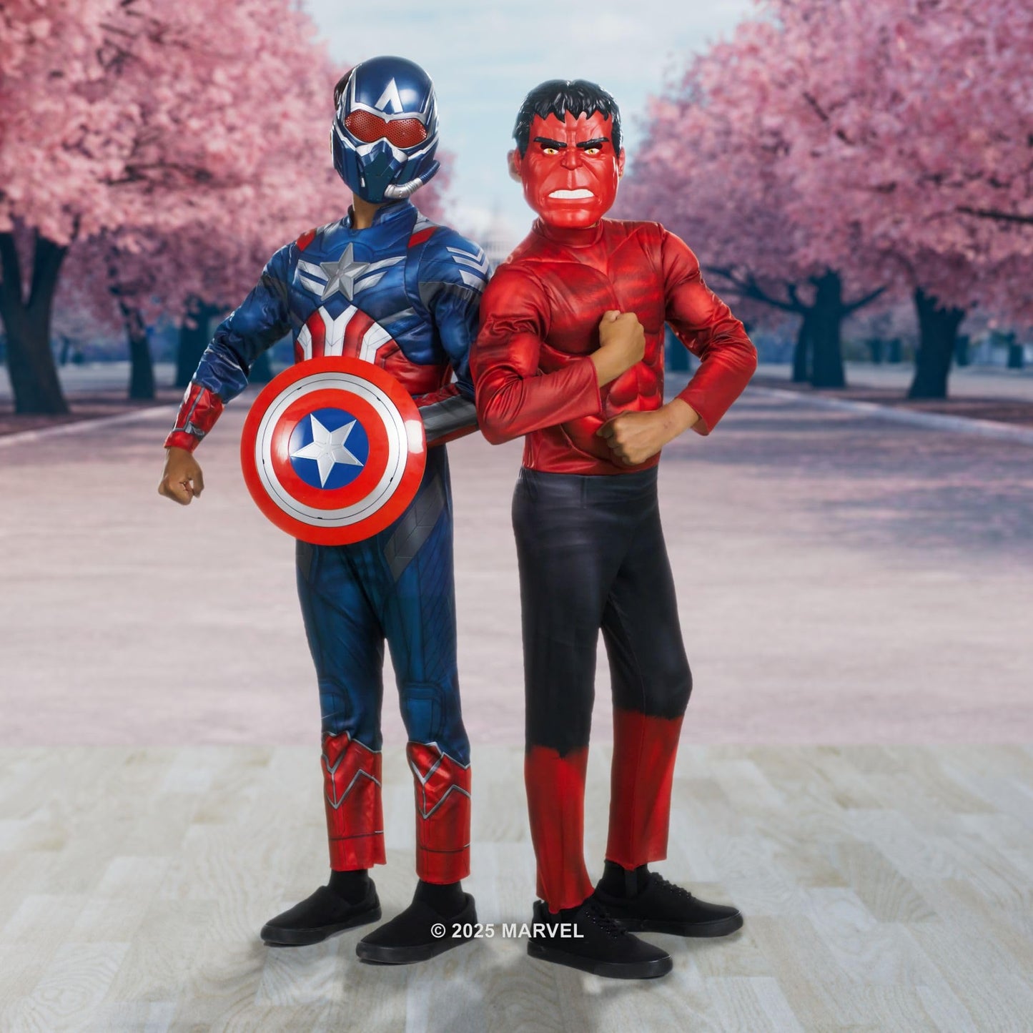 MARVEL Captain America Official Youth Halloween Costume - Premium Quality Padded Jumpsuit with Plastic Mask (L)