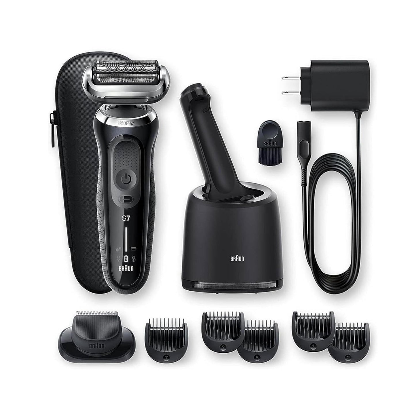 Braun Series 7 7075cc Electric Razor for Men with SmartCare Center, Beard Trimmer, Wet & Dry, Rechargeable, Cordless Foil Shaver, Black
