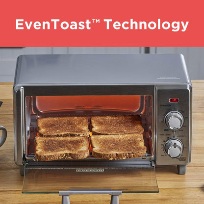 BLACK+DECKER 4-Slice Crisp 'N Bake Air Fry Toaster Oven,TO1787SS-RFP, 4-Slice, 5 Cooking Functions, 30 Minute Timer, Stainless Steel