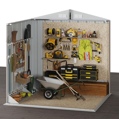 Aoxun 6.2x4 FT Shed Outdoor Storage Shed with Lockable Doors & Slooping Roof Metal Garden Tool Shed for Backyard, Patio, Poolside (Brown)