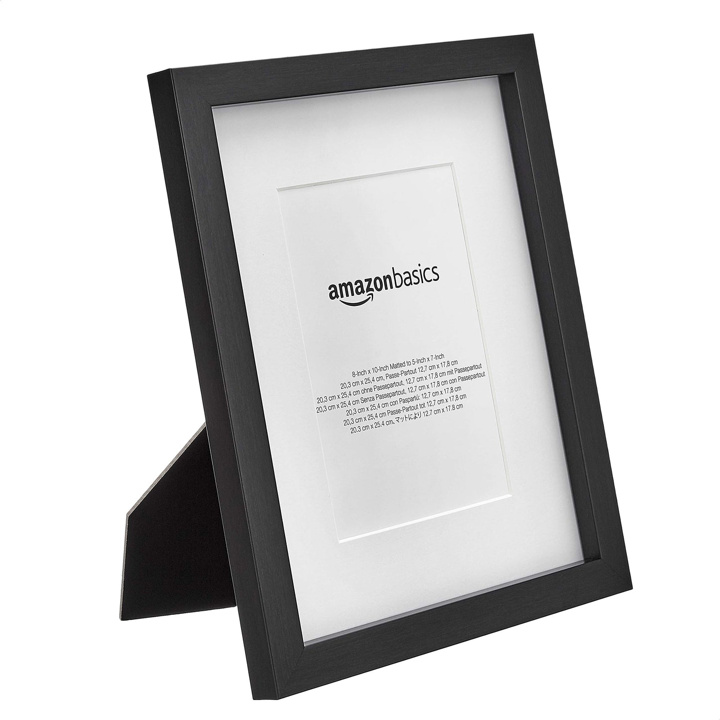Amazon Basics Rectangular Picture Frame Set for Wall Hanging or Tabletop Display, 8 x 10 in with 5 x 7 in Mat, Black, 2-Pack