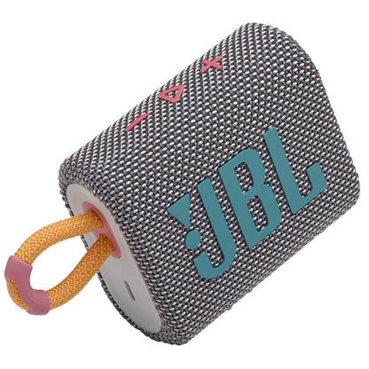 JBL Go 3 - Portable Mini Bluetooth Speaker, big audio and punchy bass, IP67 waterproof and dustproof, 5 hours of playtime, speaker for home, outdoor and travel (Grey)