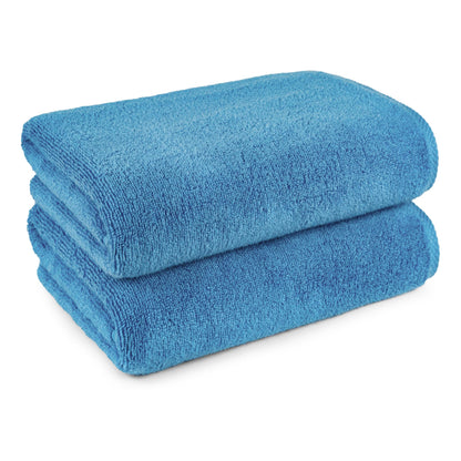 Amazon Basics 2-Piece Quick-Dry Oversize Bath Towel, 100% Cotton, 54" x 30", Lake Blue