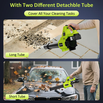 Leaf Blower Cordless with 2 x 4.0Ah Battery Operated and Fast Charger, 650CFM 280MPH Electric Leaf Blower, 3 Speed Mode, 20V Powered Handheld Blowers for Lawn Care, Blowing Leaves, Small Gravel, Green