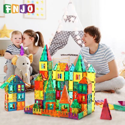 FNJO Magnetic Tiles, 110PCS Magnet Building Set, Magnetic Building Blocks,Construction STEM Learning and Playing Toys for Kids, Montessori Toy for Preschool Boys Girls Toddlers Classroom Must-Haves