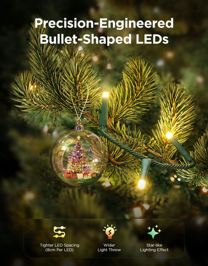 Govee Christmas Sparkle String Lights 99ft, RGBWIC String Lights with 375 Bullet-Head LEDs, App-Controlled, 140+ Scene Modes, Shape Mapping, Music Sync, Works with Alexa, Indoor Holiday Decorations