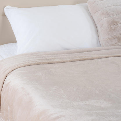 Berkshire Blanket Classic VelvetLoft® Solid Bed Blanket Queen Size, Lightweight Soft Fuzzy Plush Blanket for Bed and Couch, Grain, 90x90 Inches