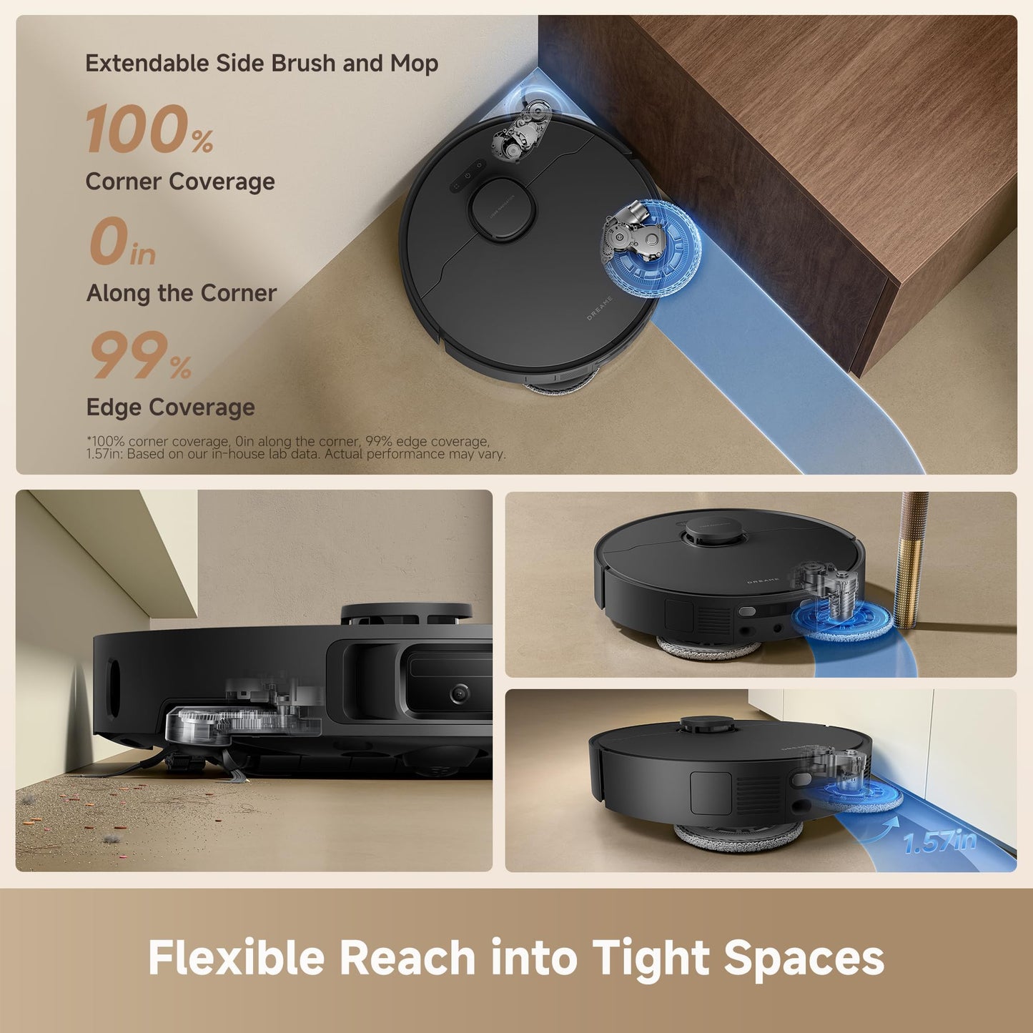 DREAME L40 Ultra Gen 2 Robot Vacuum and Mop with 25,000Pa Suction, Extendable Side Brush and Mop, All-in-One Self-Emptying & Cleaning Dock, Voice & App Control, Black