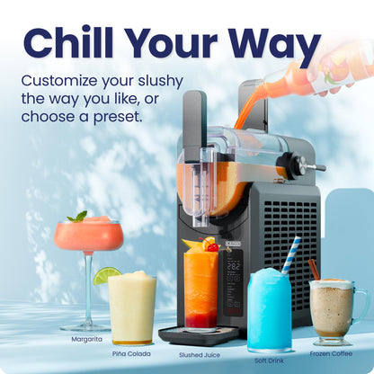 Iceman Slush-Ease Slushie Machine, Frozen Drink Maker & Slushy Machine with 5 Presets + Custom Option, Easy-Dispensing Lever for Frozen Margaritas, Frappes, and Slushies - Black