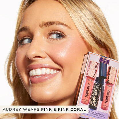 tarte viral maneater must haves mascara & blush trio - pink & pink coral - travel size